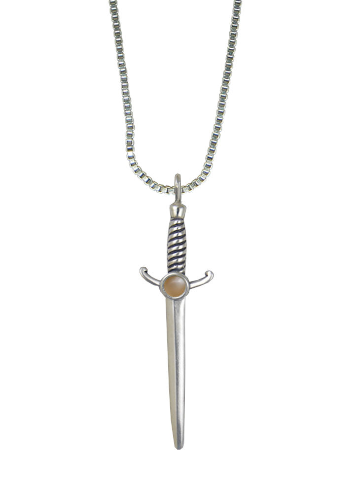 Sterling Silver Athena's Sword Pendant With Peach Moonstone